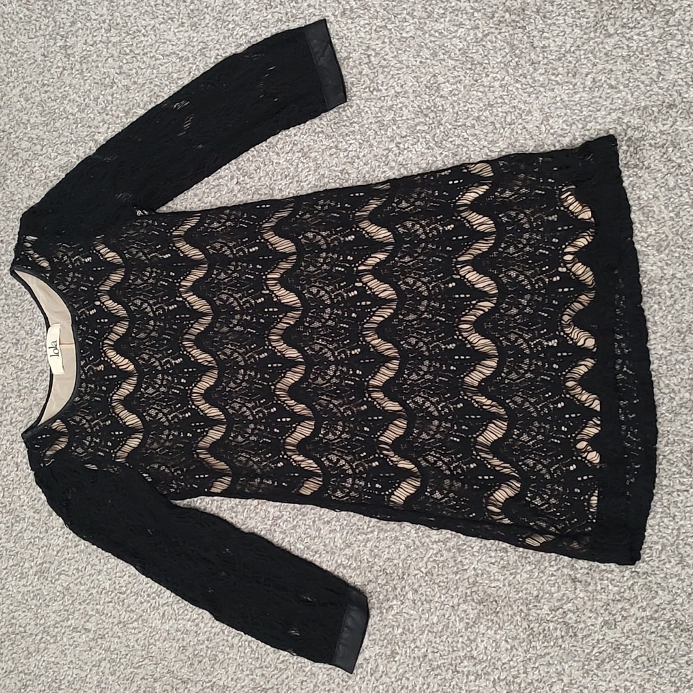 NWT Lola Black Lace Long Sleeve Minidress
